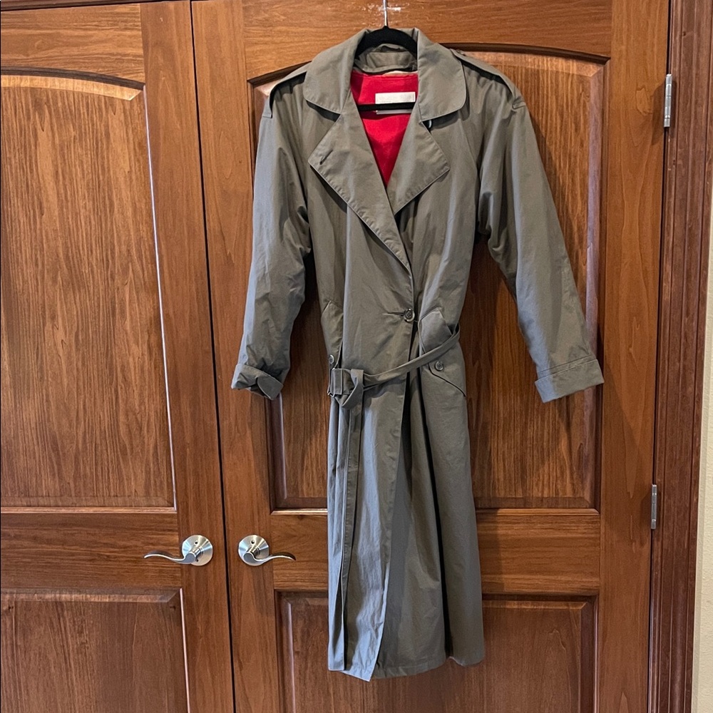 Vintage Jones New York Made in USA Zipper Lined Tan Trench Coat Jacket Size L